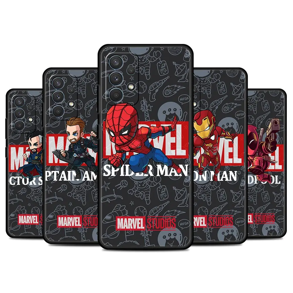 Phone Case For Samsung Galaxy A50 A10 A70 A20e A30 A40 A12 A20s A52 A71 A51 A10e A21s Soft Cover Capa Marvel Iron Man Spiderman