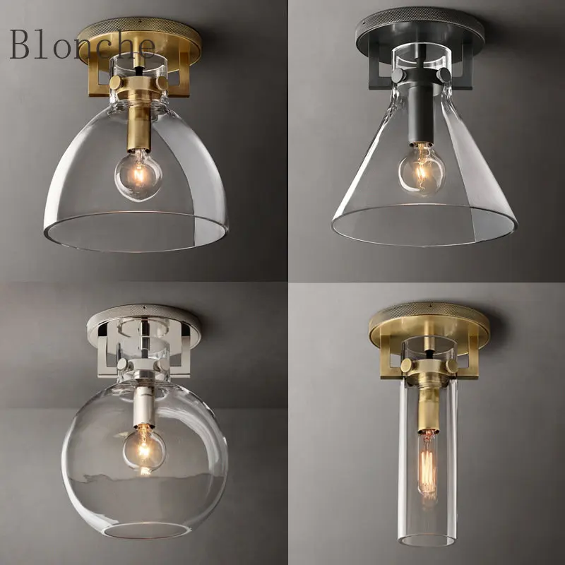 American Industrial Ceiling Lamp Gold/black/chrome Glass Hanging Lamps for Ceiling Bedroom Dining Hall Corridor Lighting