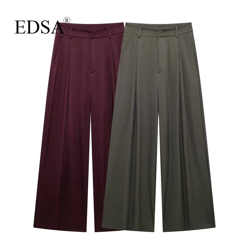 Офисный женский стиль EDSA комплект женских брюк брюки длиной до щиколотки с