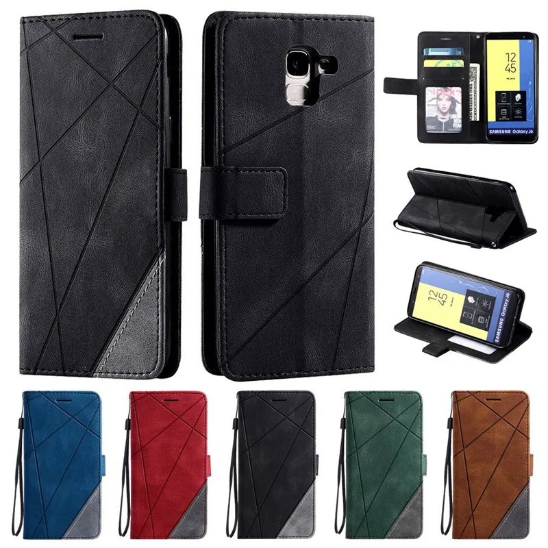 Фото Кожаный чехол 2025 года для Samsung Galaxy J6 2018, чехол с откидной крышкой для Fundas Samsung J6 2018, чехлы для телефонов Galaxy J8 2018 E №1