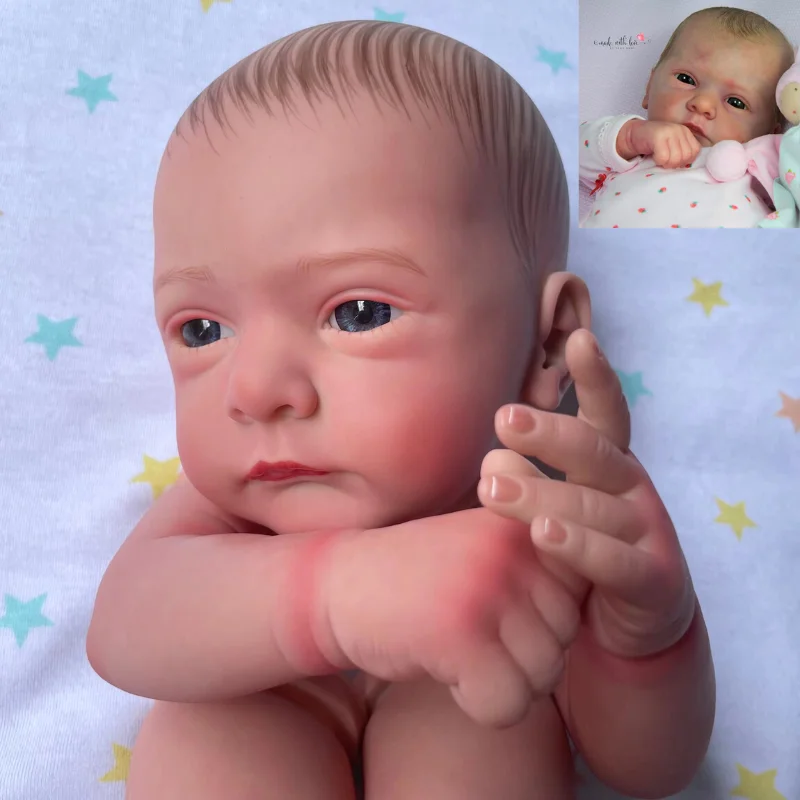 

Популярный реборн Малея, 20 дюймов, 3D окрашенный комплект, более реалистичная форма для детских кукол с волосами и тканевым телом, легкая игр...