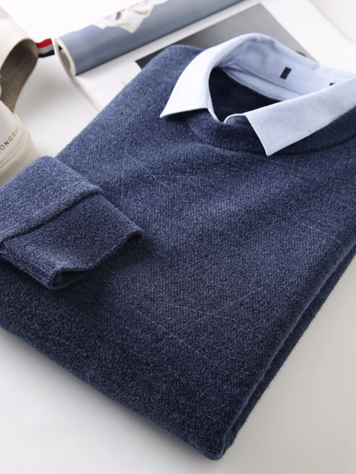 Воротник рубашки на флисовой подкладке двухсекционная деловая повседневная