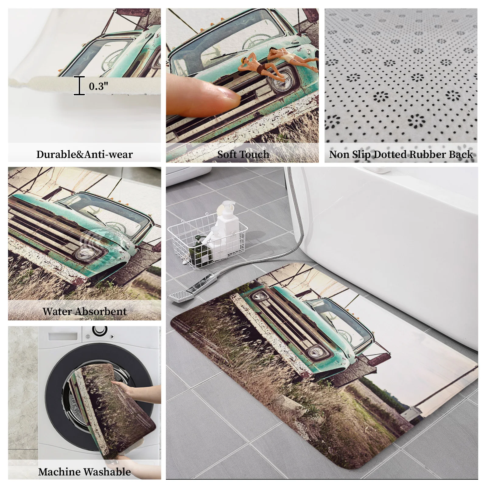 Античный автомобильный ретро-коврик для грузовика и луга кухонный напольный