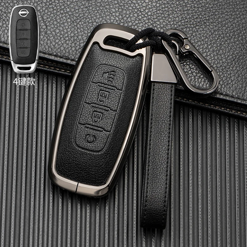 

Zinc Alloy+leather Car Remote Key Fob Case Cover for Nissan Qashqai Altima Ariya 2022 2023 Original Remote Control Key Shell