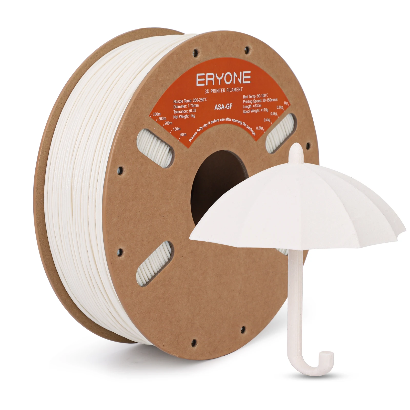 ERYONE Filament ASA из стекловолокна нить GF для 3D-печати 1 75 мм +/- 0 03 кг (2 2 фунта)/катушка