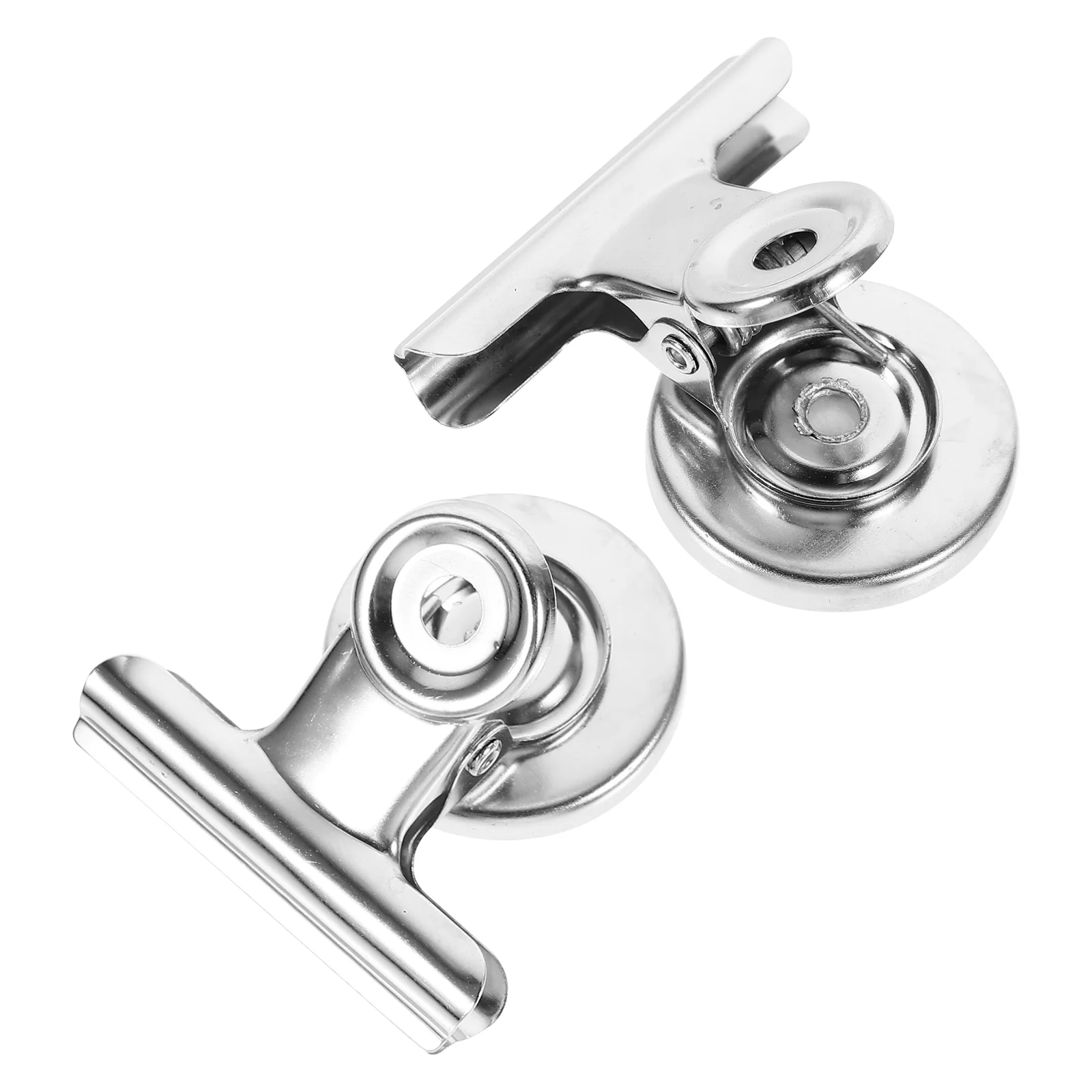 

2Pcs Stainless Steel Magnet Clips Metal Clip for Home School Office (Silver)