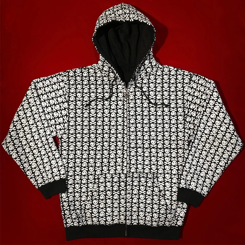 

y2k clothes women Harajuku Zip Skull Print Unisex Hooded Sweatshirt Oversized Gothic Grunge Tops Hip Hop Streetwear Vintage Punk