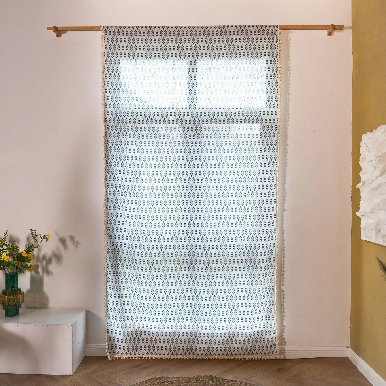 

Полузатемняющие шторы для кухни, гостиной, спальни, домашний декор, занавески в американском стиле из хлопка и льна с принтом кисточек