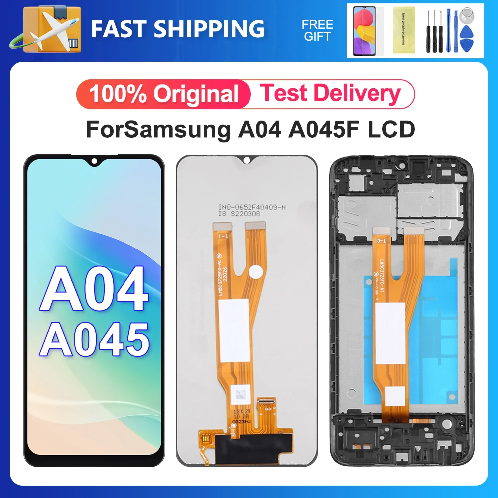 

Оригинальный экран A045 100% для Samsung Galaxy A04 SM-A045F A045F/DS, ЖК-дисплей, сенсорный экран в сборе, дигитайзер, запасные части