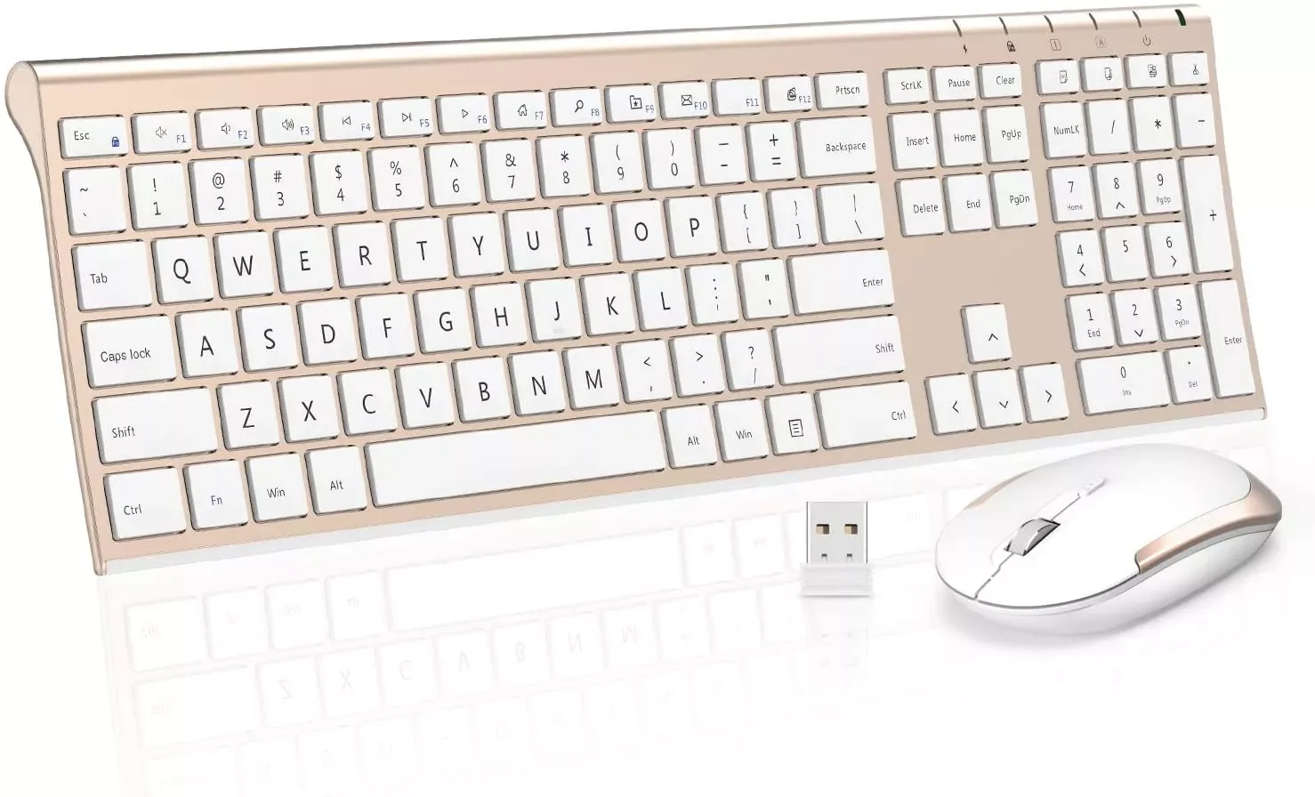 

2023NEW Wireless Combo,2.4GHz Ultra-Slim Aluminum Rechargeable Keyboard with Whisper-Quiet Mouse for Windows,