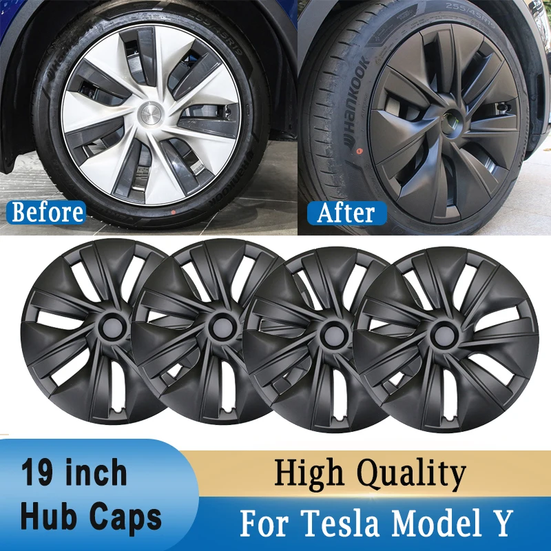 

For Tesla Model Y 4PCS 19 inch Hub Caps Wheel Protection Hub Cover Caps Rim Cover Vehicle Car Exterior Tire Decoration