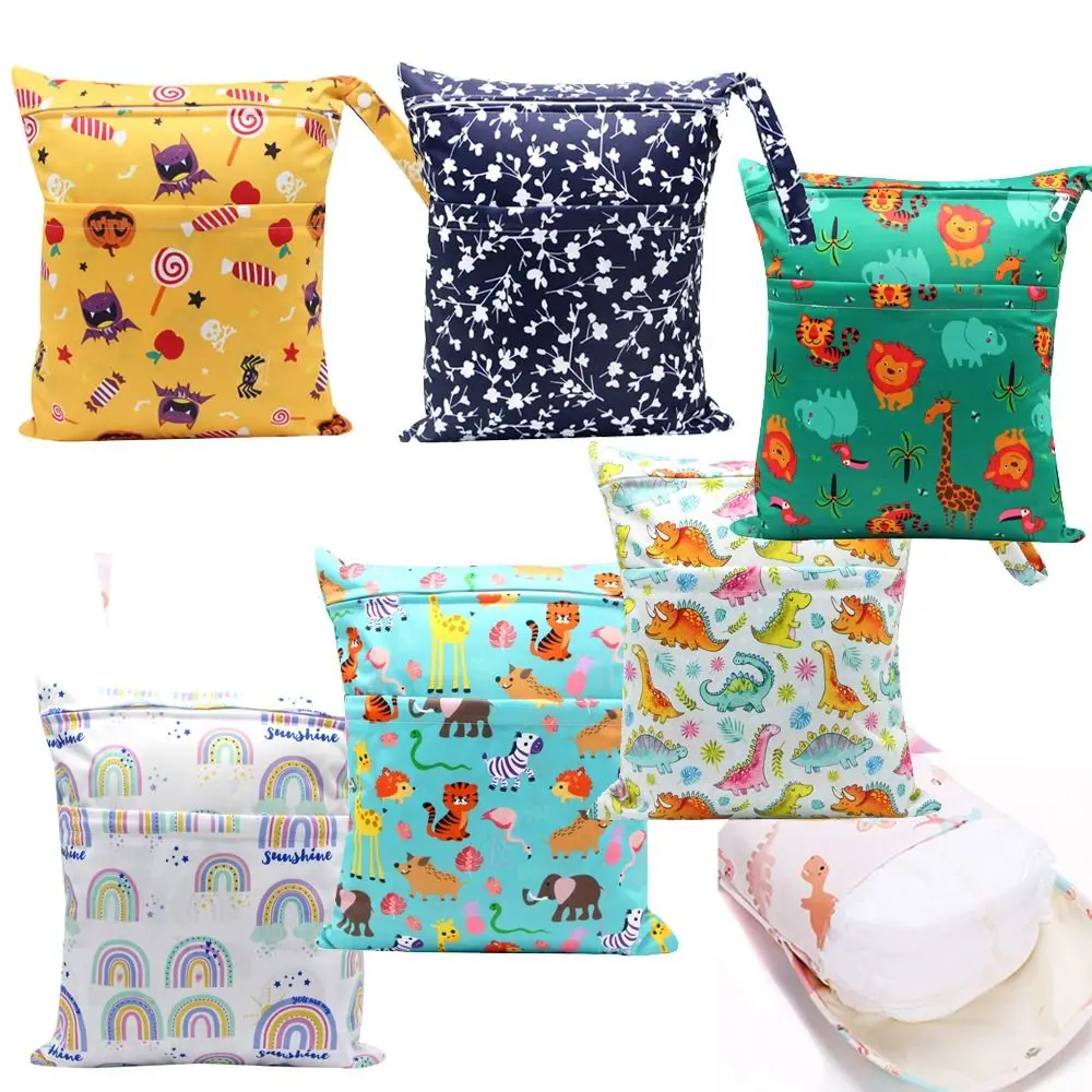 

Wet Dry Bag for Cloth Diapers 12*14in Waterproof Reusable Wet Bag with Zippered Pockets Washable, Reusable for Travel Diapers
