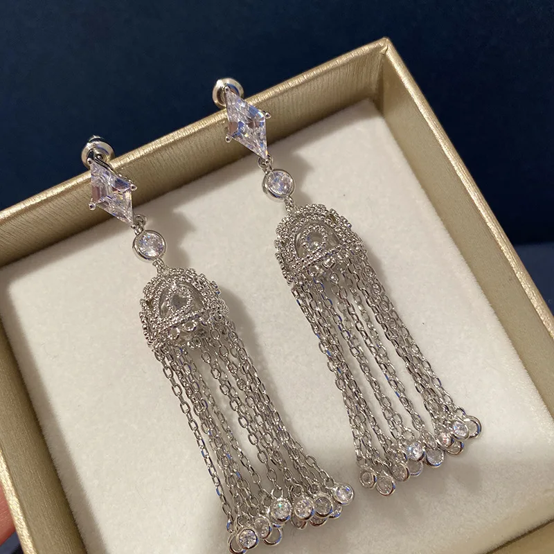 

Серьги-подвески женские из серебра 925 пробы с фианитами