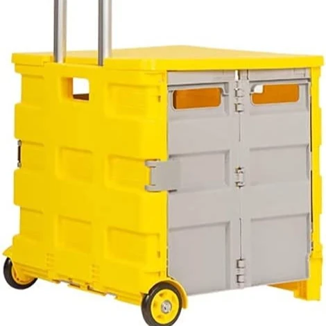 

Light Weight Collapsible Fold Shopping Trolleys Carts Plastic Market Two Wheels Handle Cart Trolley