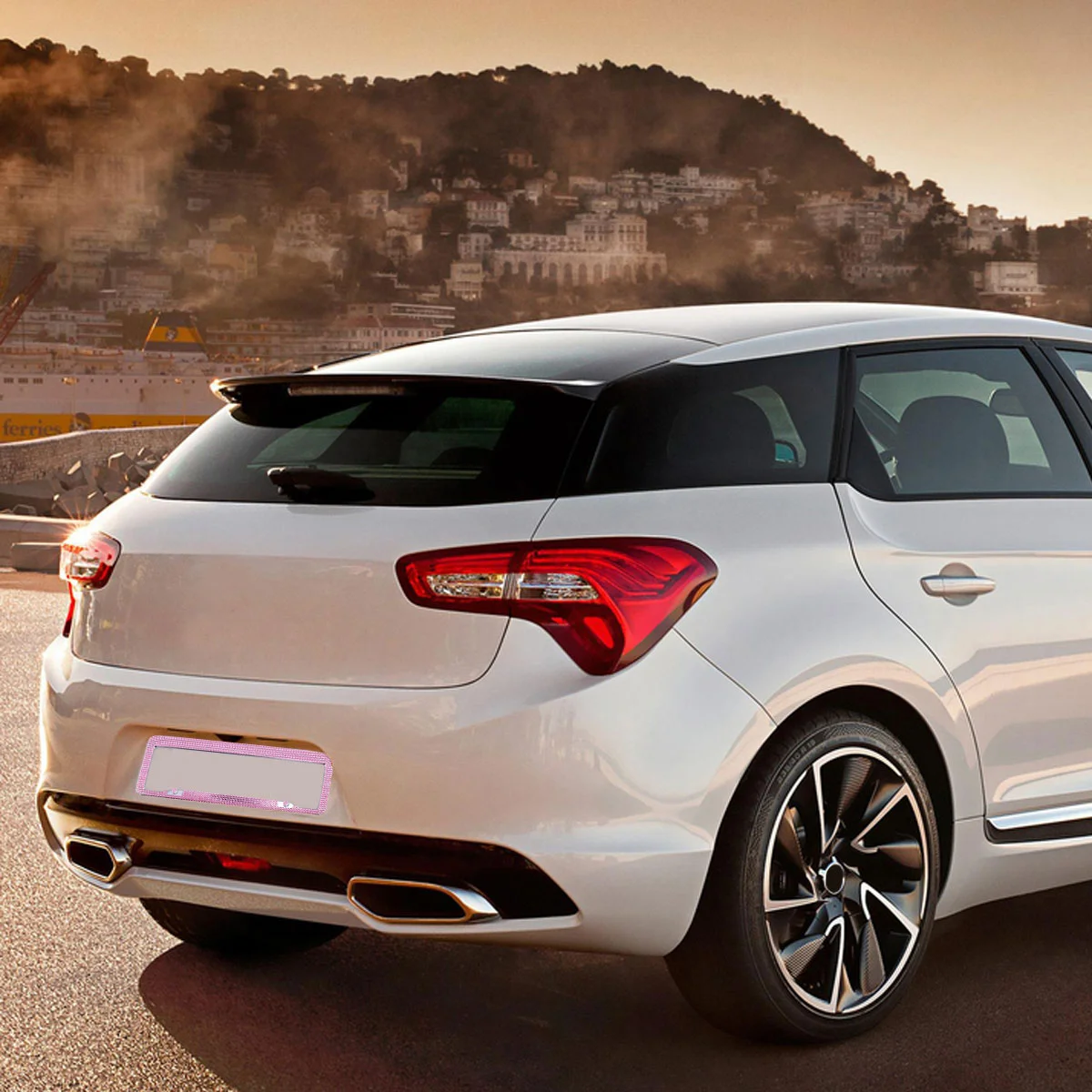 

License Plate Frame Car Brackets Auto Accessories Stainless Steel White Rhinestone Cover Covers Frames