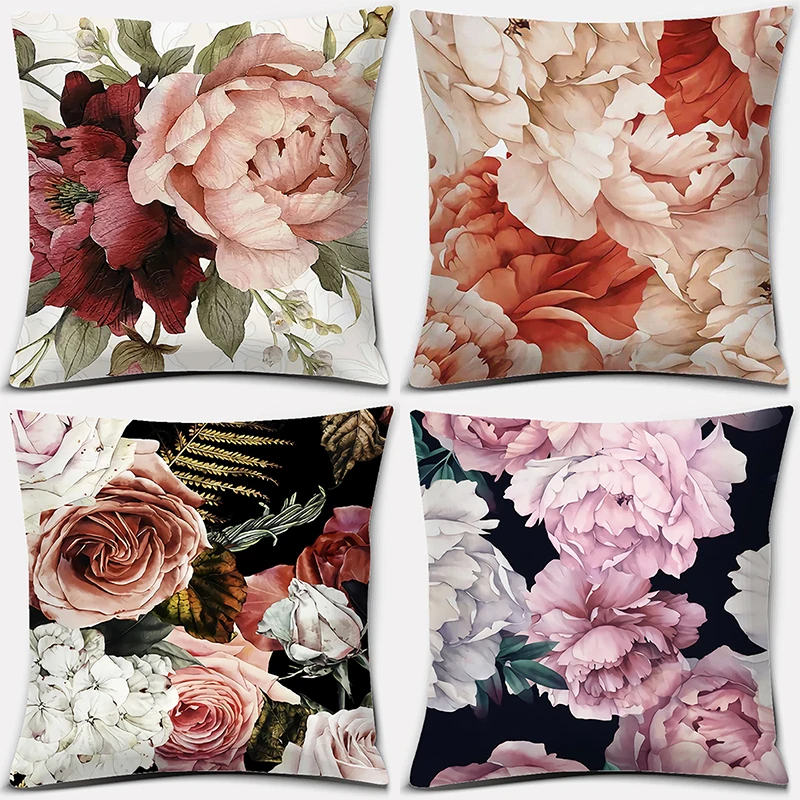 

Fashion Rose Printing Series Pillowcase Square Cushion Cover Home Office Decorative Pillows for Bed Customizable Cushions 45x45