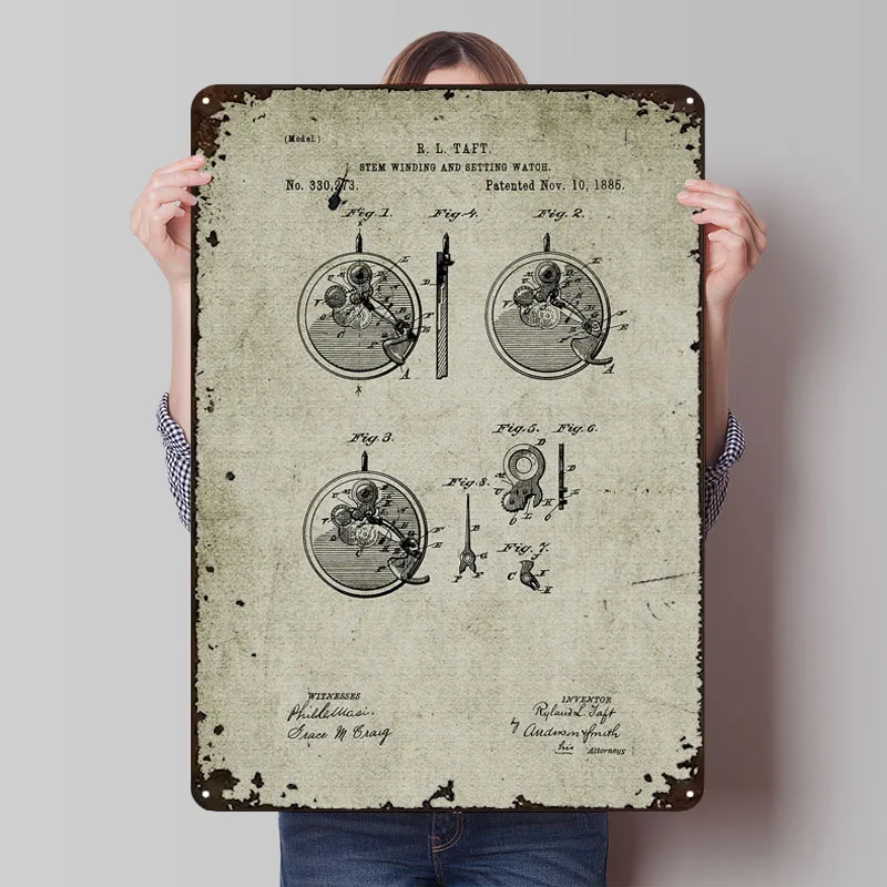 1895 постер с заводом и настройкой Wat чертежи жестяная вывеска мужская пещера