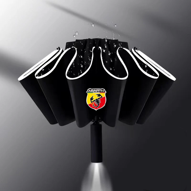 

Car Automatic Umbrella With LED Light Reflective Stripe Reverse Umbrellas For Fiat Abarth 595 Abarth 500 abarth 124 spider