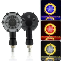 2pcs motorcycle round two color turn signal lights rotating mode steering lamp modified led signal bulb