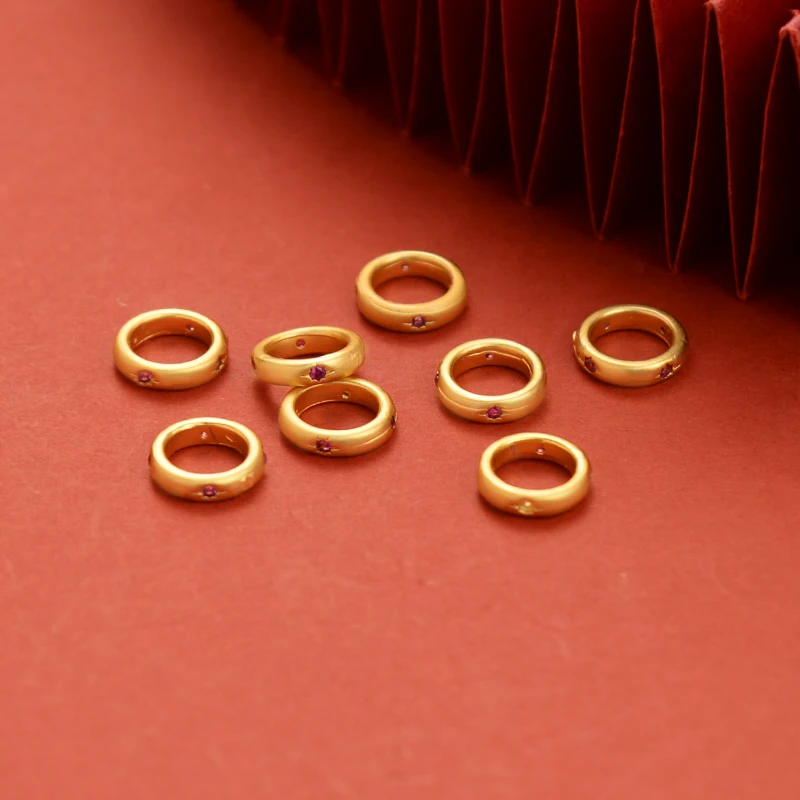 Strong Color Retaining Sand Gold Accessories DIY Jewelry Micro Inlaid Zircon Running Ring Ancient Wanneng Buckle Bracele...