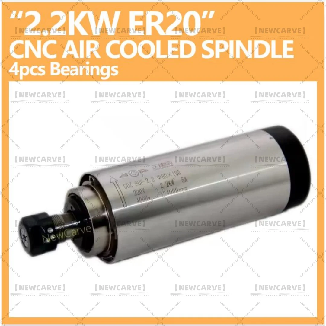 

Changsheng 2,2 кВт 220 В двигатель шпинделя с воздушным охлаждением ER20 электродвигатель с 4 подшипниками GDZ-80F-2.2 Newcarve