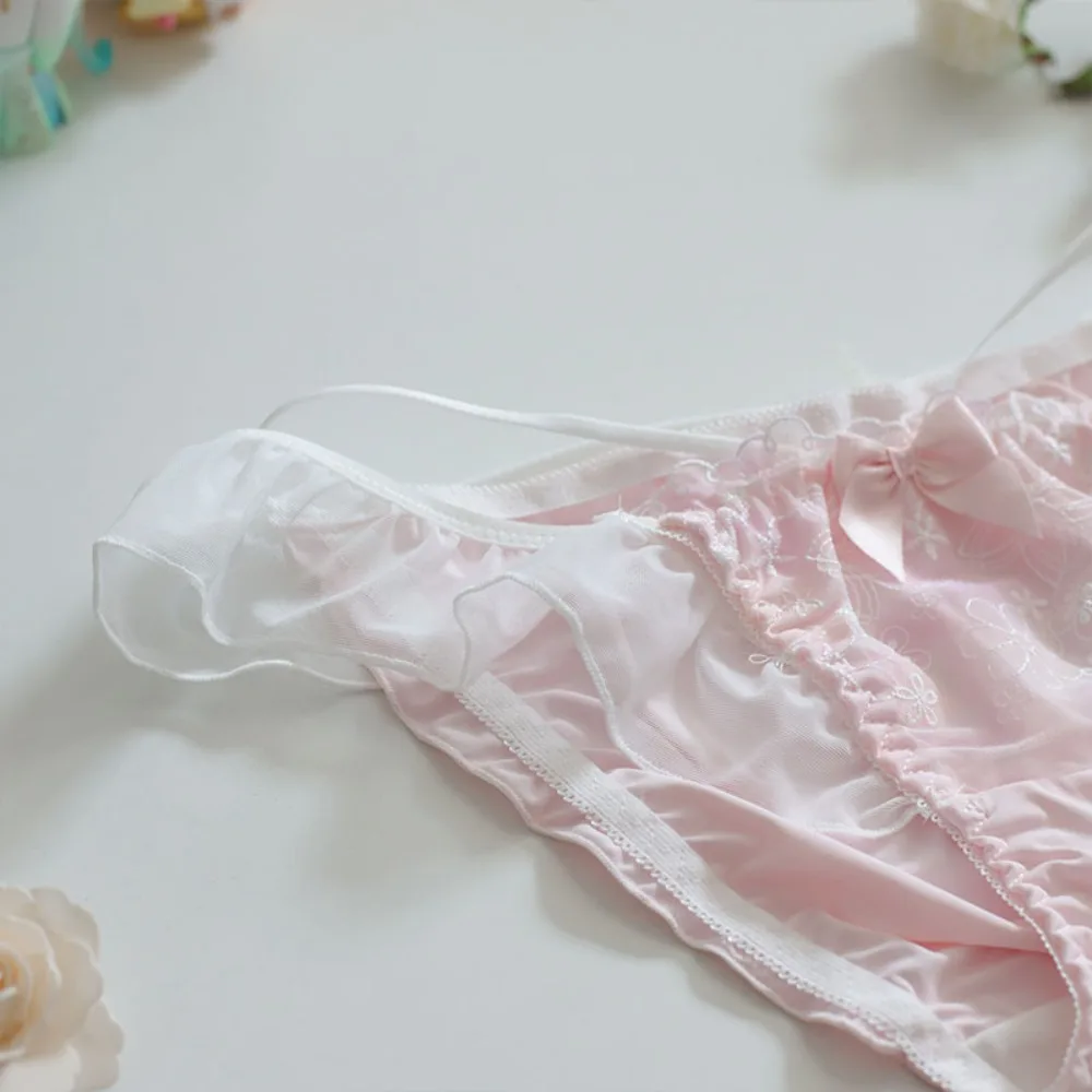 Цветочные сетчатые прозрачные брифы с оборками женское кружевное Сетчатое