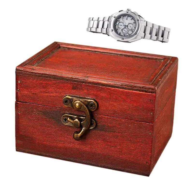 

Красный винтажный деревянный ящик-органайзер для хранения, Европейский ящик для хранения с замком, декоративный Настольный ящик для хранения для ежедневного использования