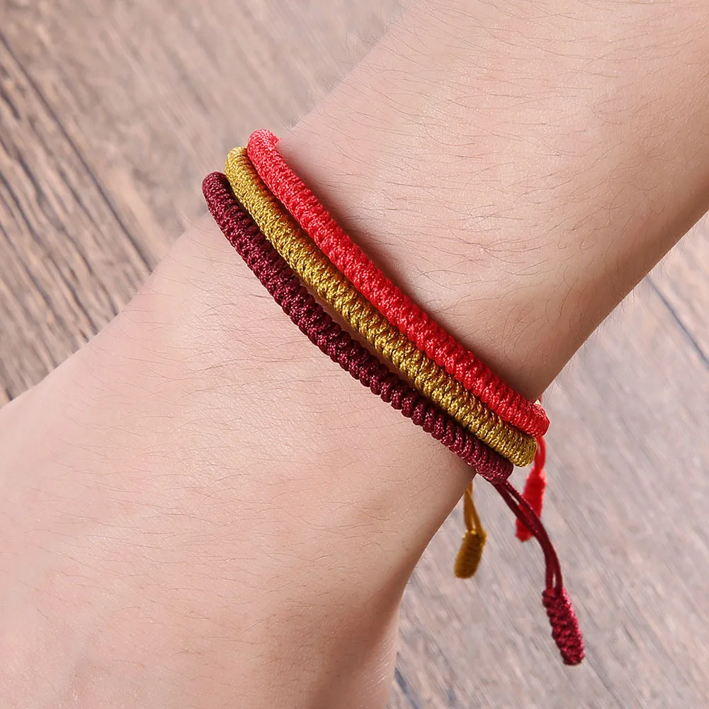 

Lucky Red Nylon Thread Bracelet Tibetan Buddhist Handwoven Braided Rope Knots Bracelets Prayer Charm Jewelry Lover Wristbands