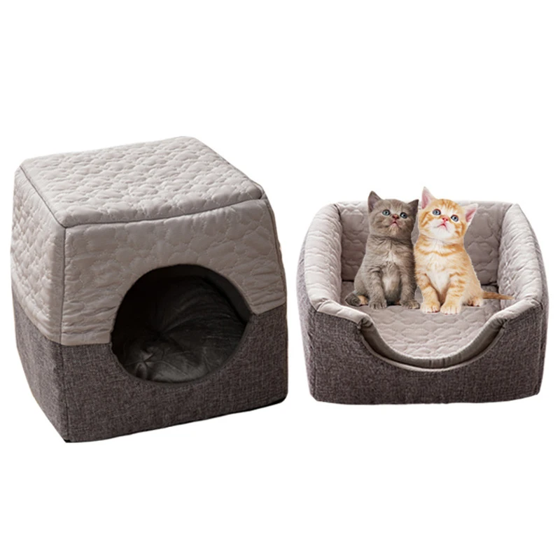 

Foldable Cat Bed Soft Cooling Summer Dog Beds Warm Removable Pet Bed for Small Dog Cat Cave House Sleeping Bag Mat Pad Tent