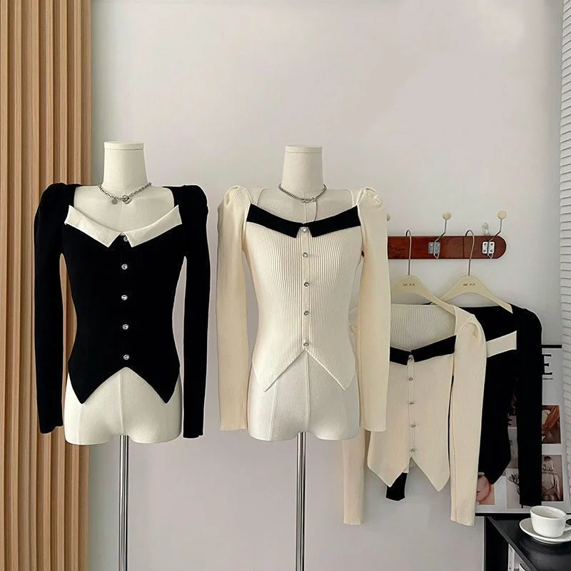 

Matching Color Sweater Korean Fashion Pullover Slim Small Casual Thickened Bottoming Shirt Spring Blouses Female Autumn Tops