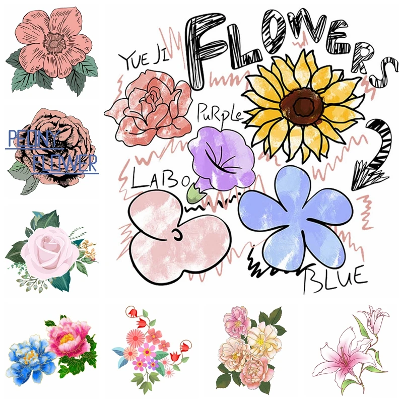 

Цветочные нашивки на одежду, термоклейкая наклейка, Термотрансферная наклейка на одежду, Термотрансферная наклейка с помощью утюга на одеж...