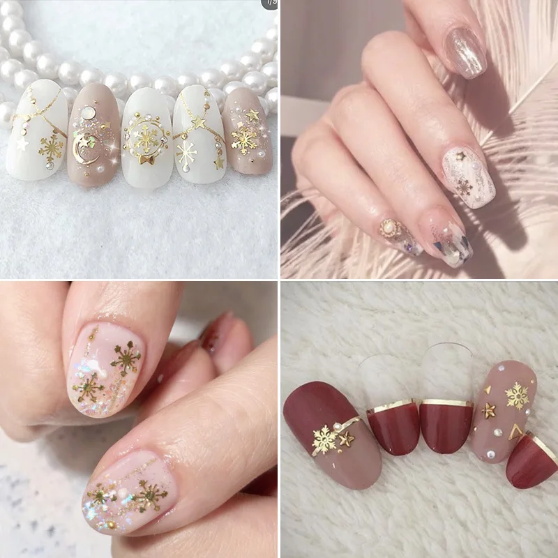

100Pcs/Lot Japanese Nail Art Christmas Series Metal Computer Sheet Ultra-thin Gold Snowflake Gift Santa Claus K Gold Sheet