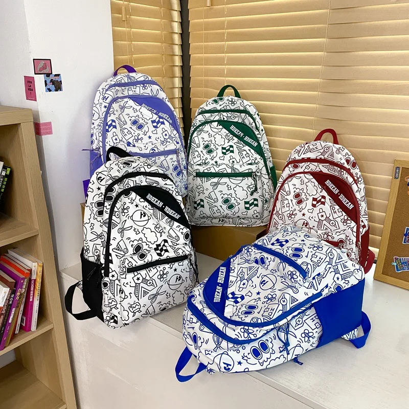 

2022 new anti-theft schoolbag Japanese college style graffiti student school bag personality travel Harajuku backpack bolsa femi