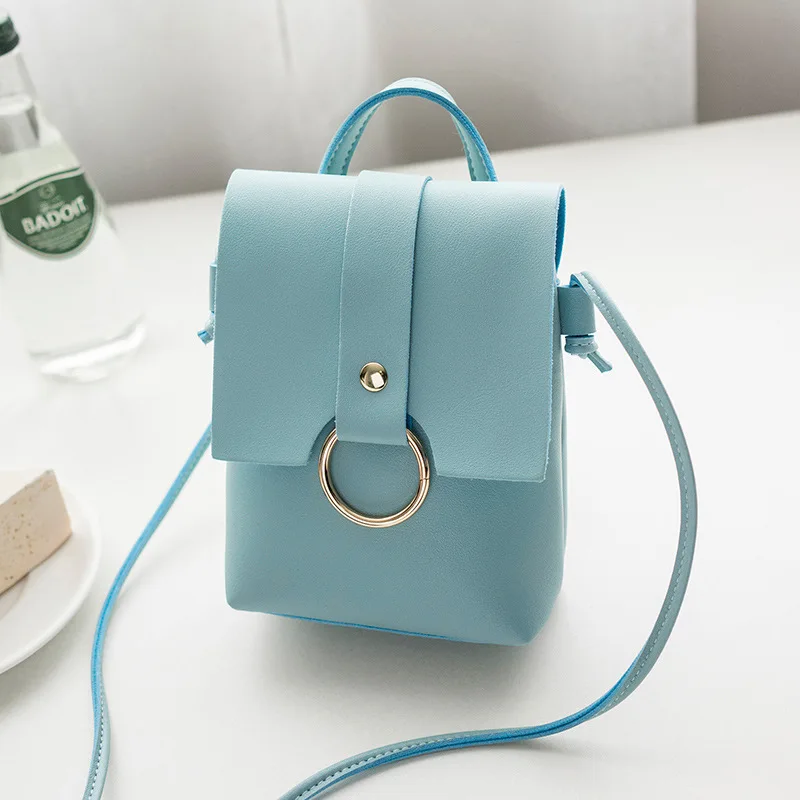 

2022 New Mini Handbag Female Round Buckle Decoration Casual Small Square Bag Shoulder Messenger Bag Mobile Phone Round Button