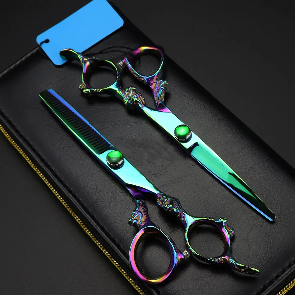 

Customize Logo JP 440c Steel 6 '' Green Dragon Hair Scissors Haircut Thinning Barber Makas Cutting Shears Hairdressing Scissors