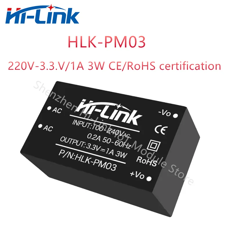 Hi-Link AC-DC HLK-PM03 3.3V 1A 3W Isolation Adjustable Power Supply Module Converter CE/RoHS Certification Intelligent Household