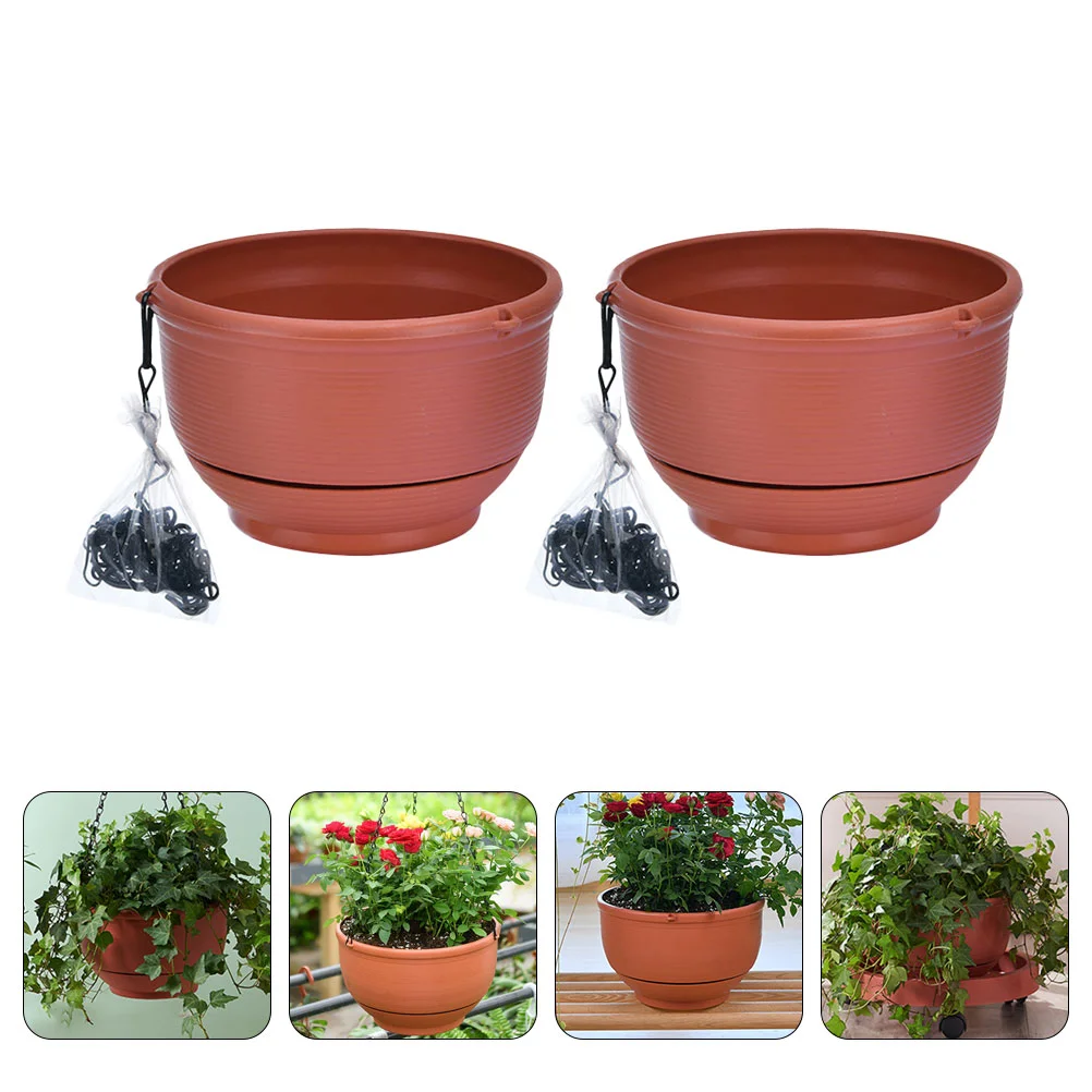 

2 Pcs Hanging Basket Plants African Decor Small Pot Round Planter Flowerpot Basin Self Watering Basket