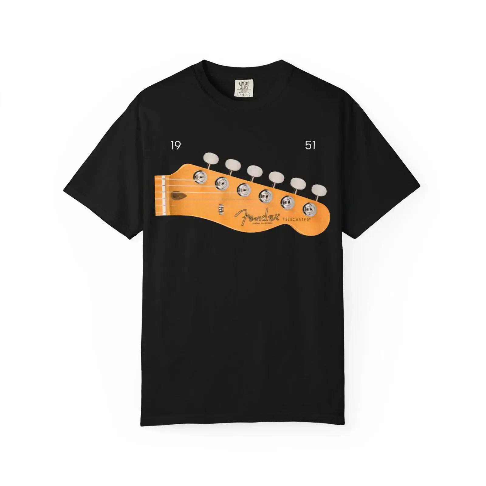 Фото Футболка 1951 Telecaster Neck T-Shirt, винтажная, с эффектом потертости, дизайнерская одежда, графический принт, уличный стиль, слегка повседневная, универсальная, мужская, унисекс №1