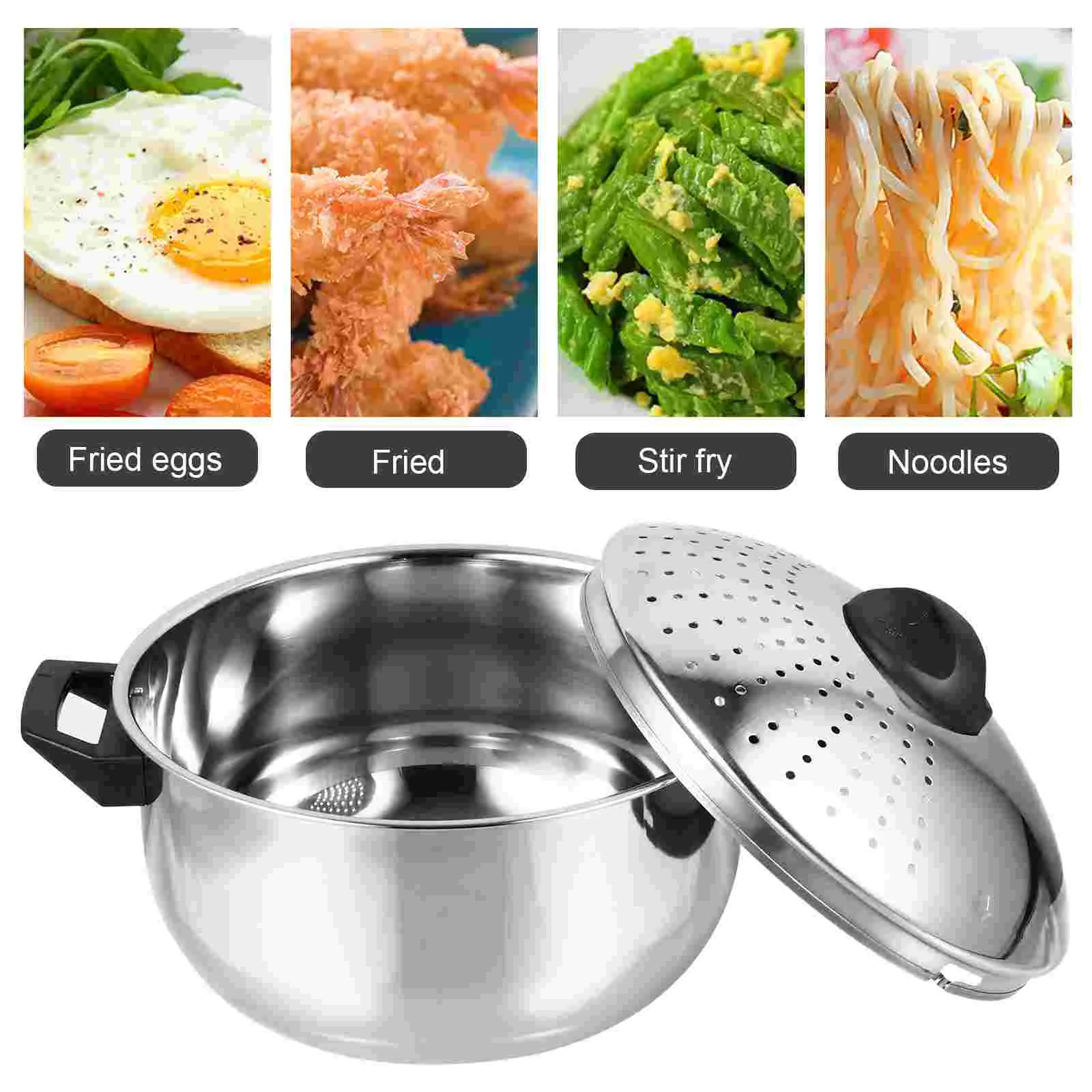 

Induction Pans Pot Gas Stove Stockpot Noodles Cooker Filter Stainless Steel Cookware Non-stick Plastic Cooking