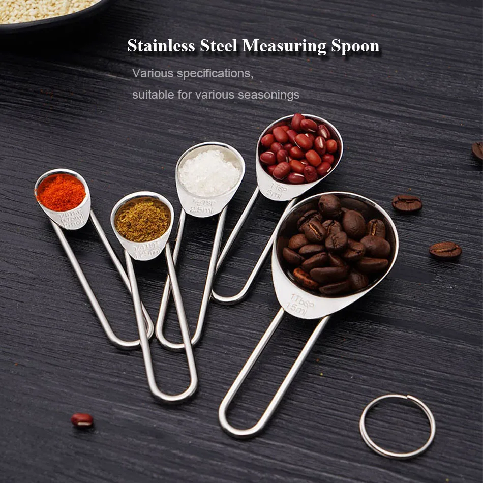 

Stainless steel measuring spoon seasoning spoon coffee spoon baking Measuring Spoon Set