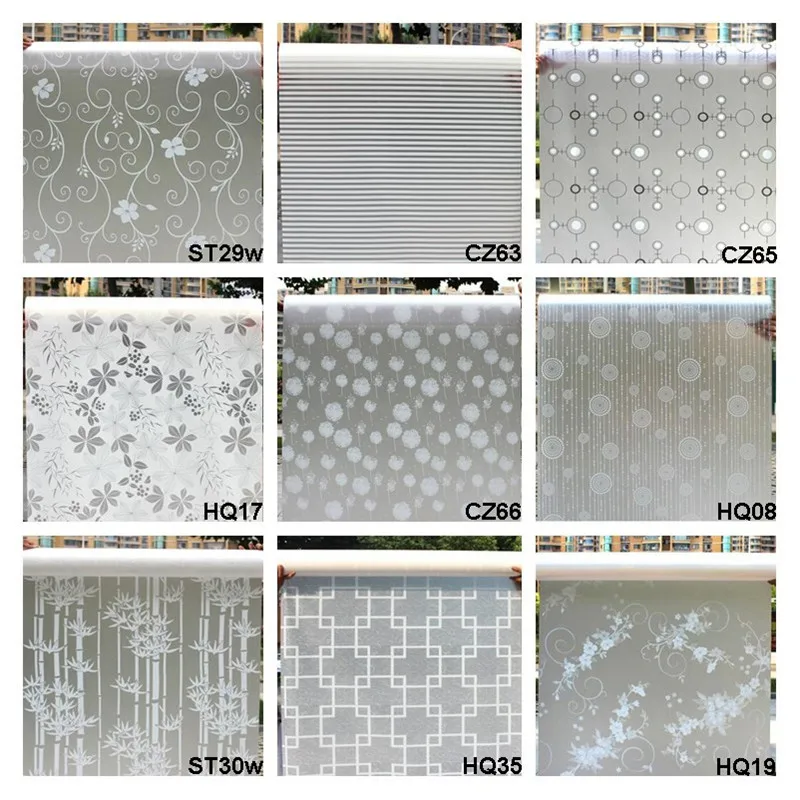 

9 style of 60*200cm Opaque Frosted decorative Window Films Vinyl Self adhesive Privacy Glass Stickers free shipping