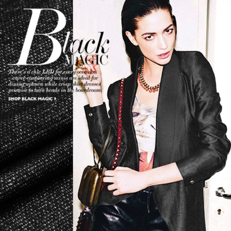 Шерстяная ткань, металлическая яркая шелковая трикотажная микро-стрейчевая ткань, весна-осень, ткань для платья, пальто, модная дизайнерска...