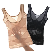 sexy slimming body shaper thin section breathable mesh cross pressure u neck abdominal support chest corset body shaper vest