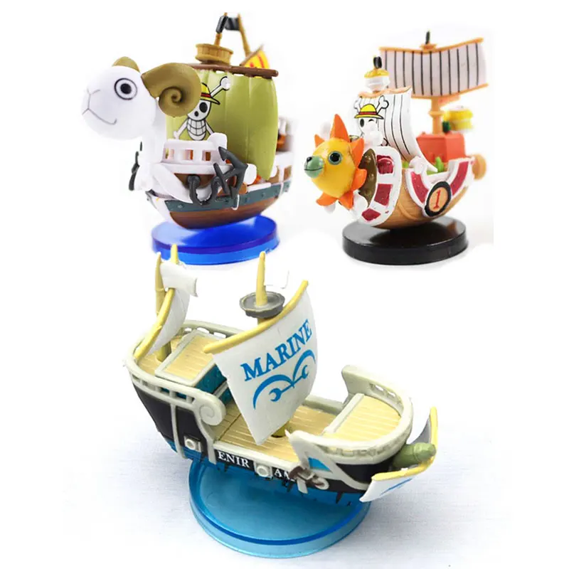 חתיכה אחת הולכת שמח ספינת פיראטים דמויות כהה סירת דגם אלף סאני עובש מיני סירת אוסף אנימה צעצוע ילד מתנה