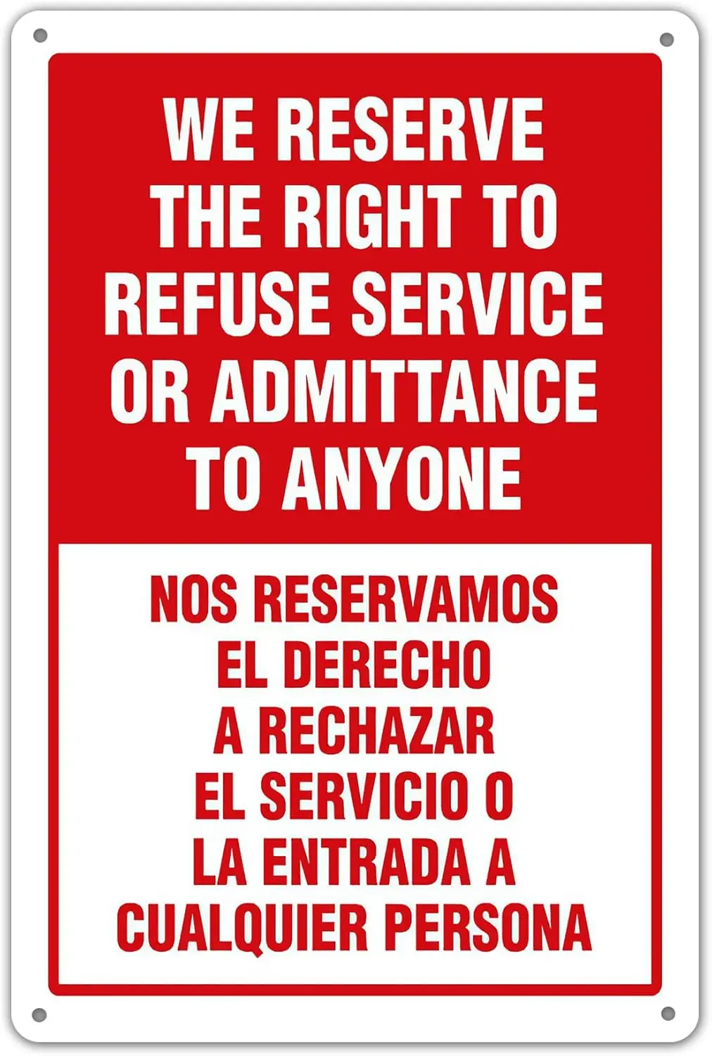KENSILO We Reserve The Right to Refuse Service Sign предупреждающий знак без надодинки 8x12 дюймов