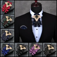 bow tie corsage pocket towel sets for mens business dress suit jewelry fashion british korean men wedding accessories 3 pcs set