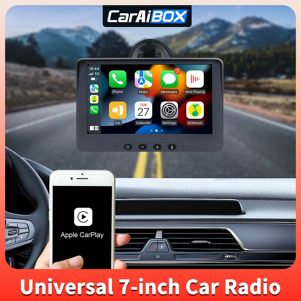 

CarAiBOX Universal 7inch Car Radio Multimedia Video Player Wireless Carplay Android Auto Touch Screen Compatible with all cars