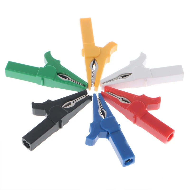 

6 Pcs 6 Colors 55mm Crocodile Alligator Clip For 4mm Male Banana Plug Connector 87HA