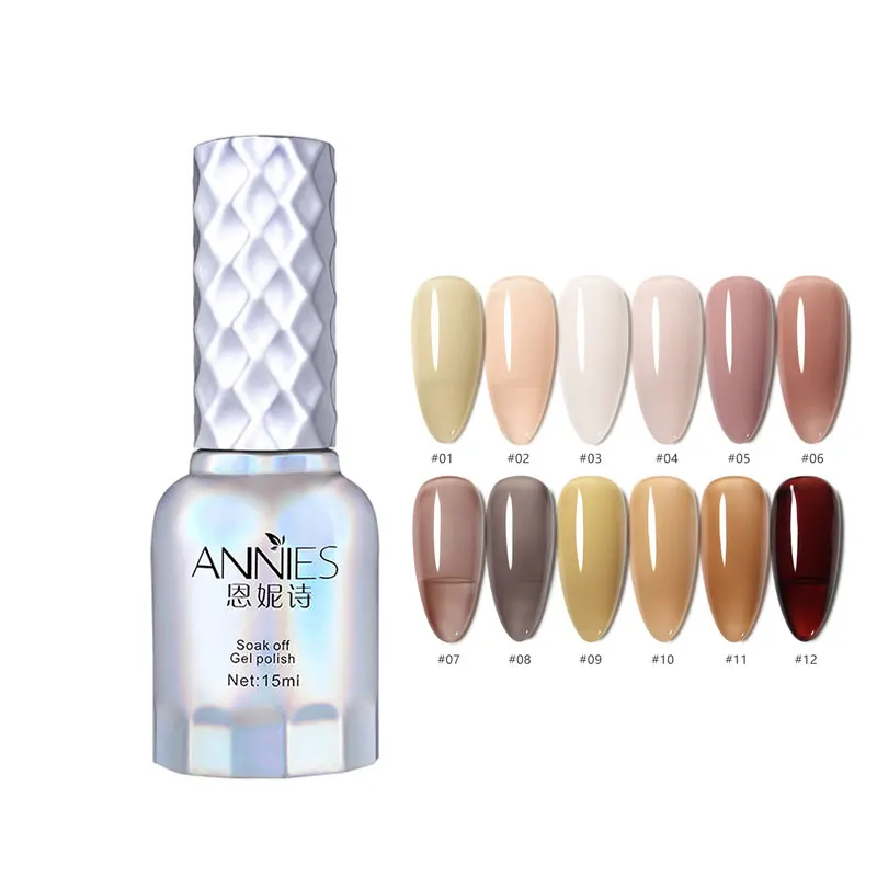 

Annies 15ml Gel Nail Polish Gel Cocoa Milk Foam 12 Colors UV Gel Semi-Permanent Full Coverage Removable Nail Salon