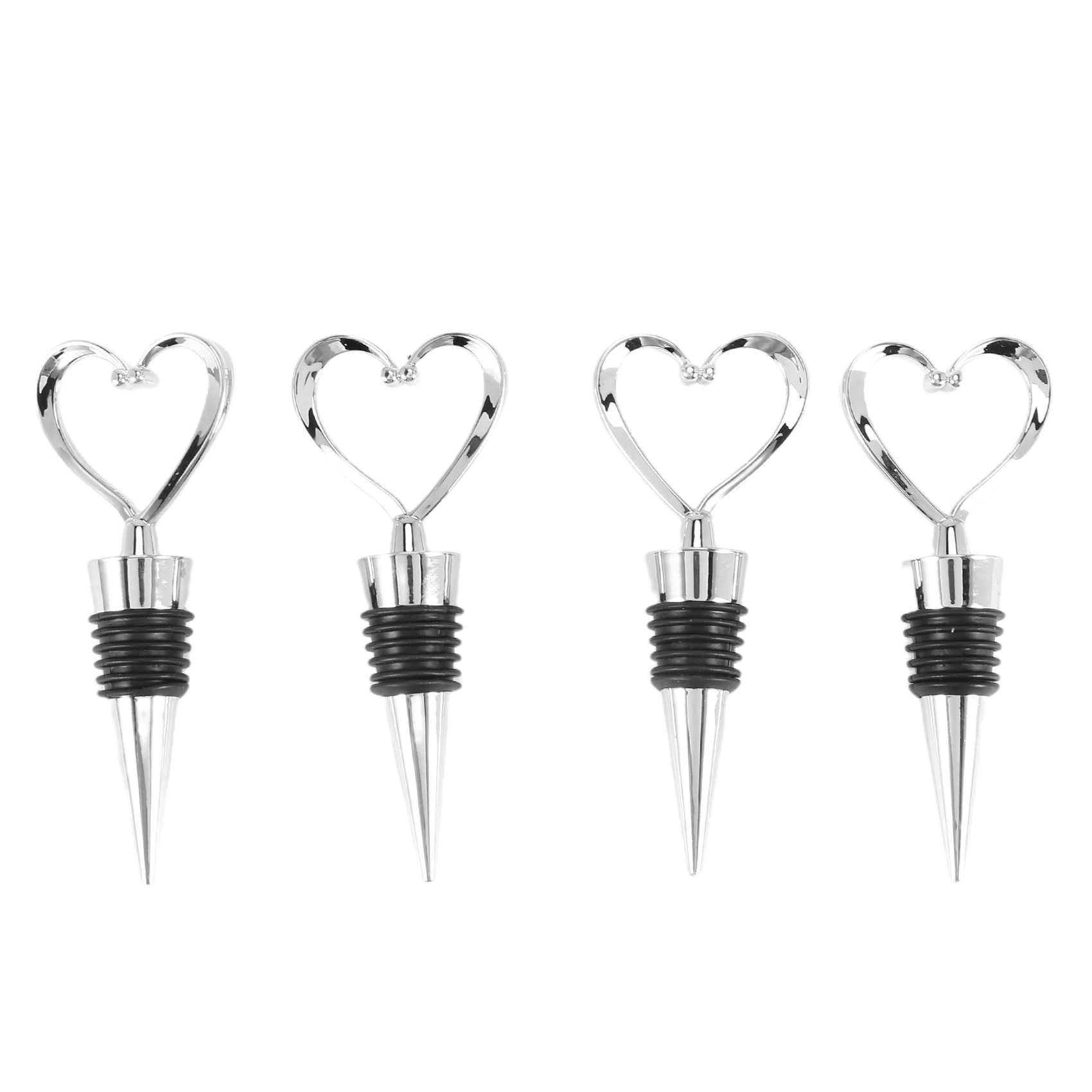 

4Pcs Heart Wine Bottle Stoppers Champagne Colser for Sealing Wine Beer - Love Decorative Wine Corks